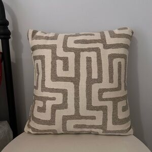 Geometric Patterned Cream and Brown Throw Pillow